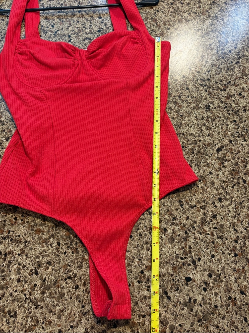NWT Women’s ASTR The Label Red Ribbed Bodysuit Outlined Bust U-Wire Size Medium - Picture 8 of 8